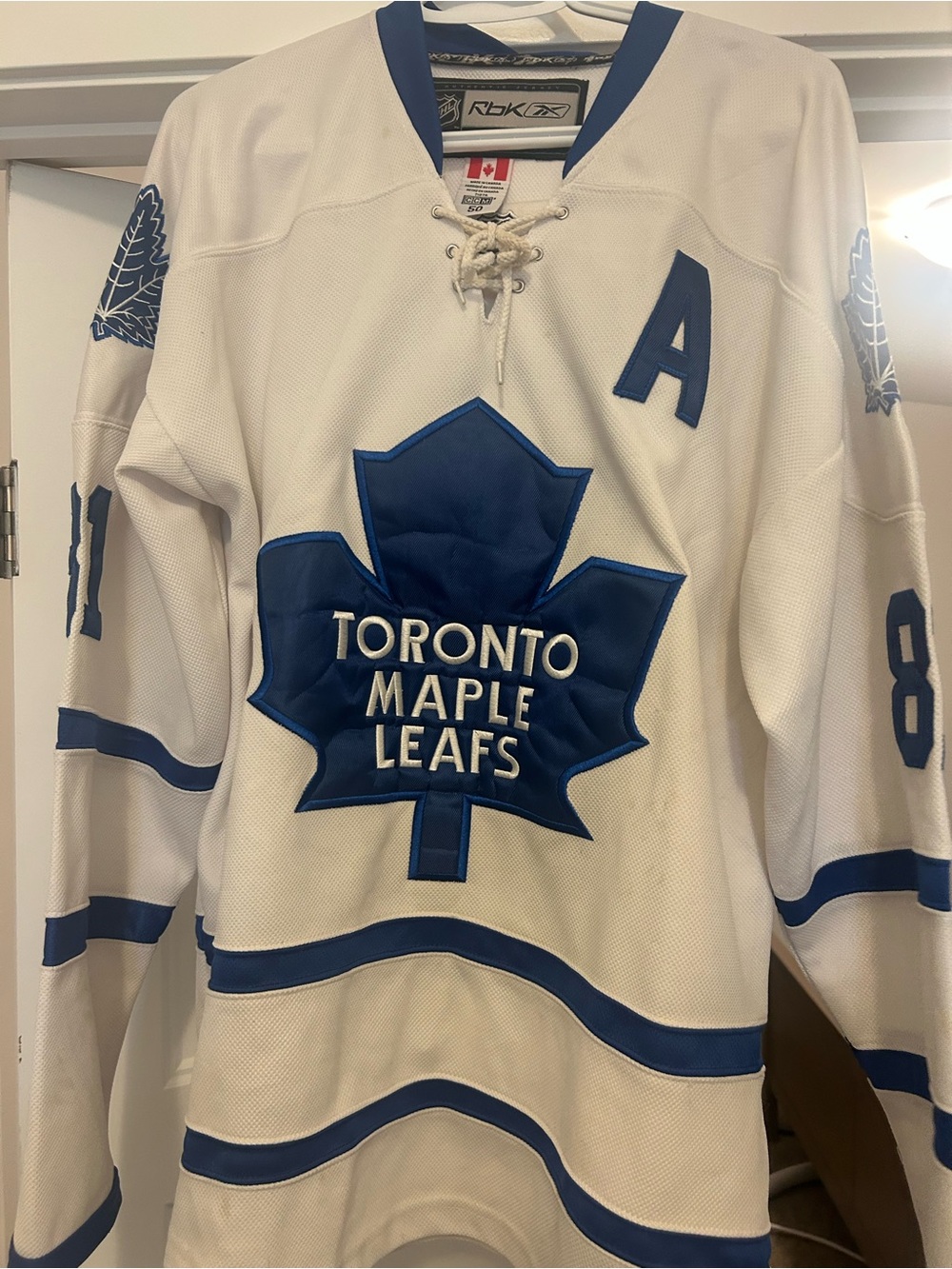 CCM Toronto Maple Leafs White & Blue Alternate 'A' Hockey Jersey